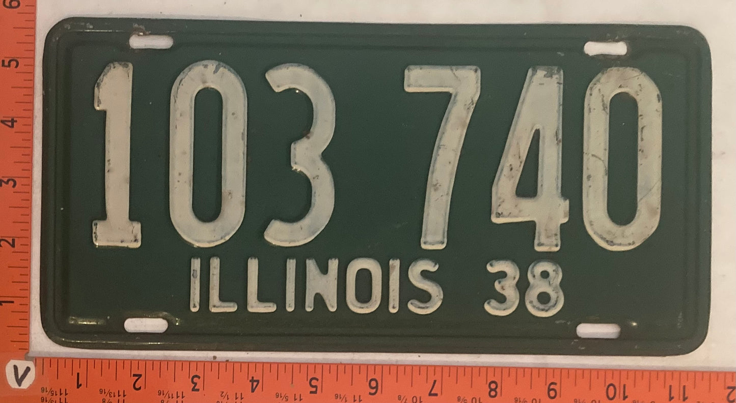 1938 Illinois #103 740 Passenger License Plate