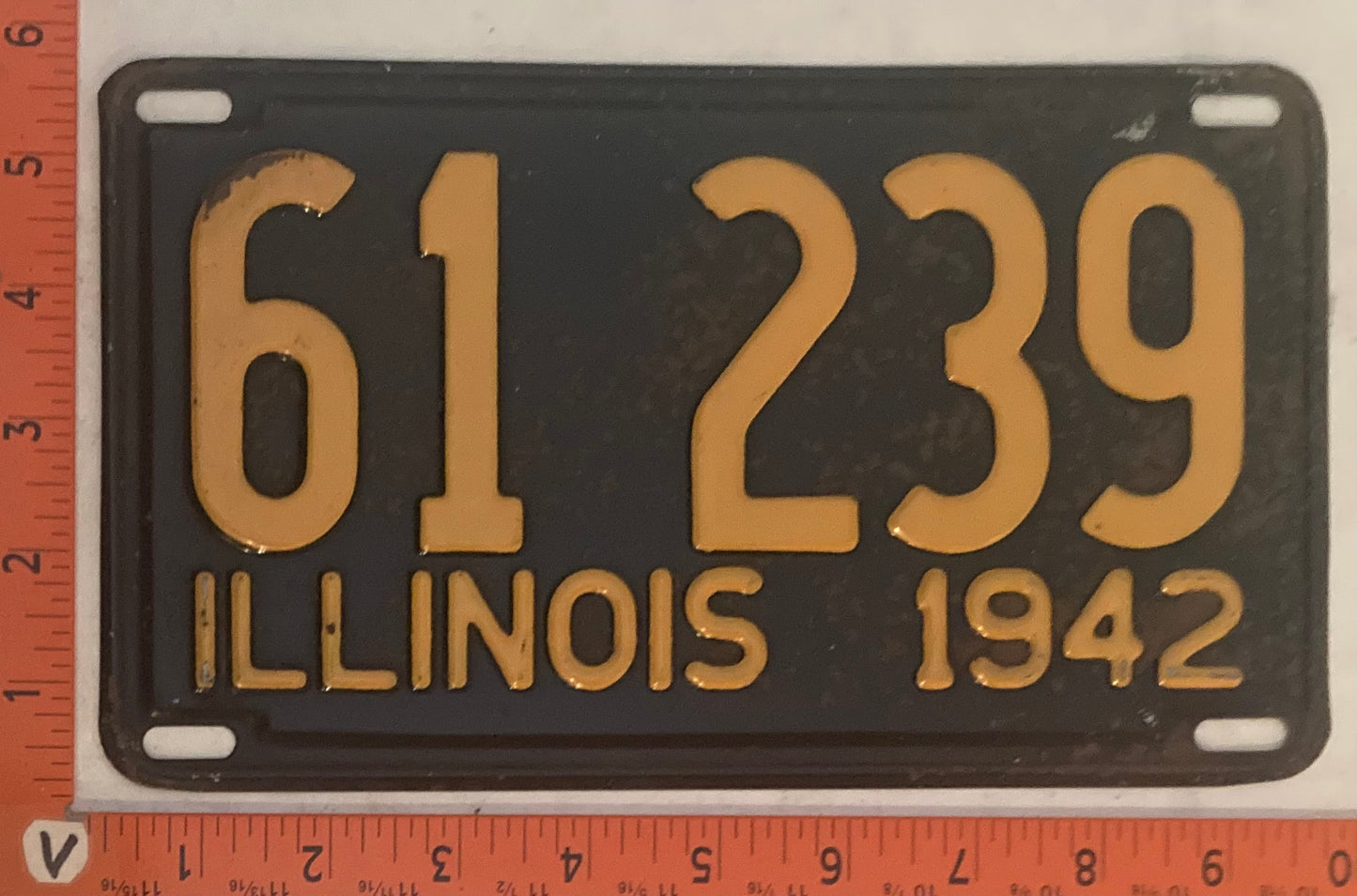 1942 Illinois #61 239 Passenger License Plate