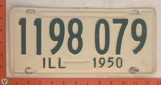 1950 Illinois #1198 079 Passenger License Plate