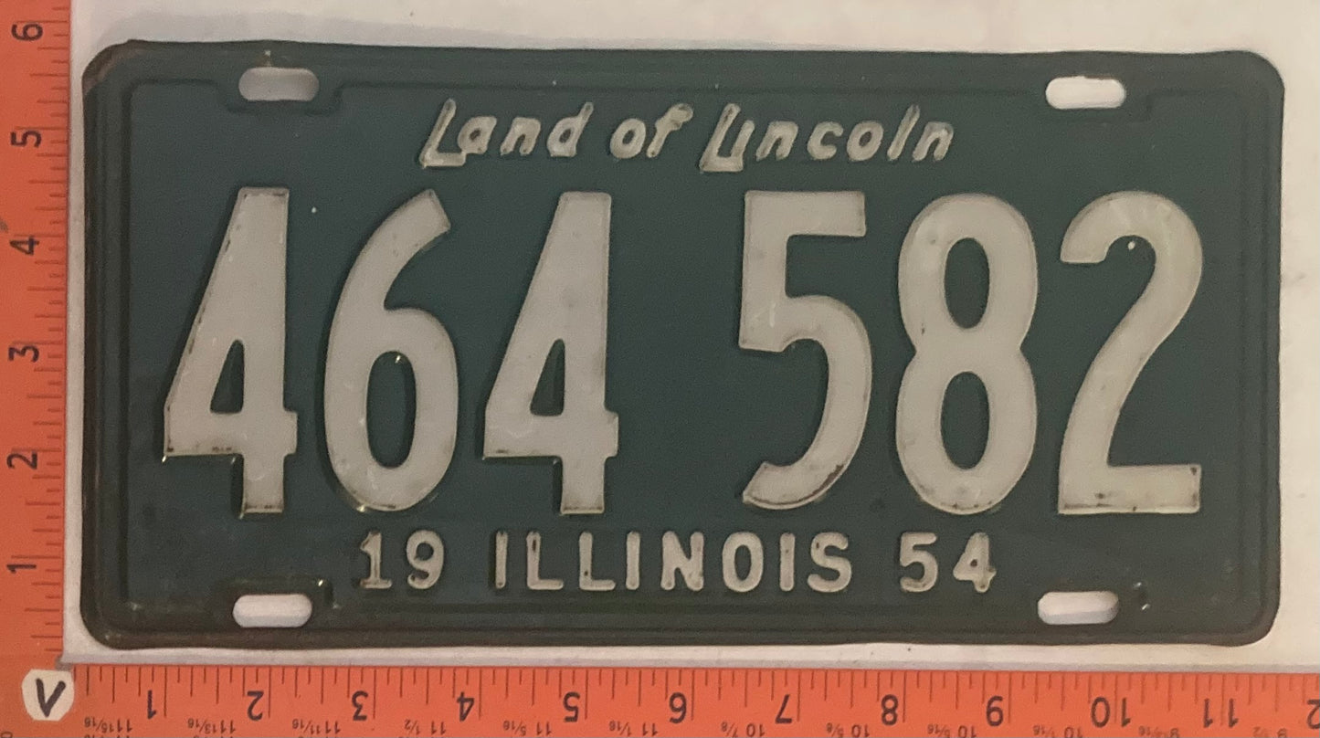 1954 Illinois #464 582 Passenger License Plate