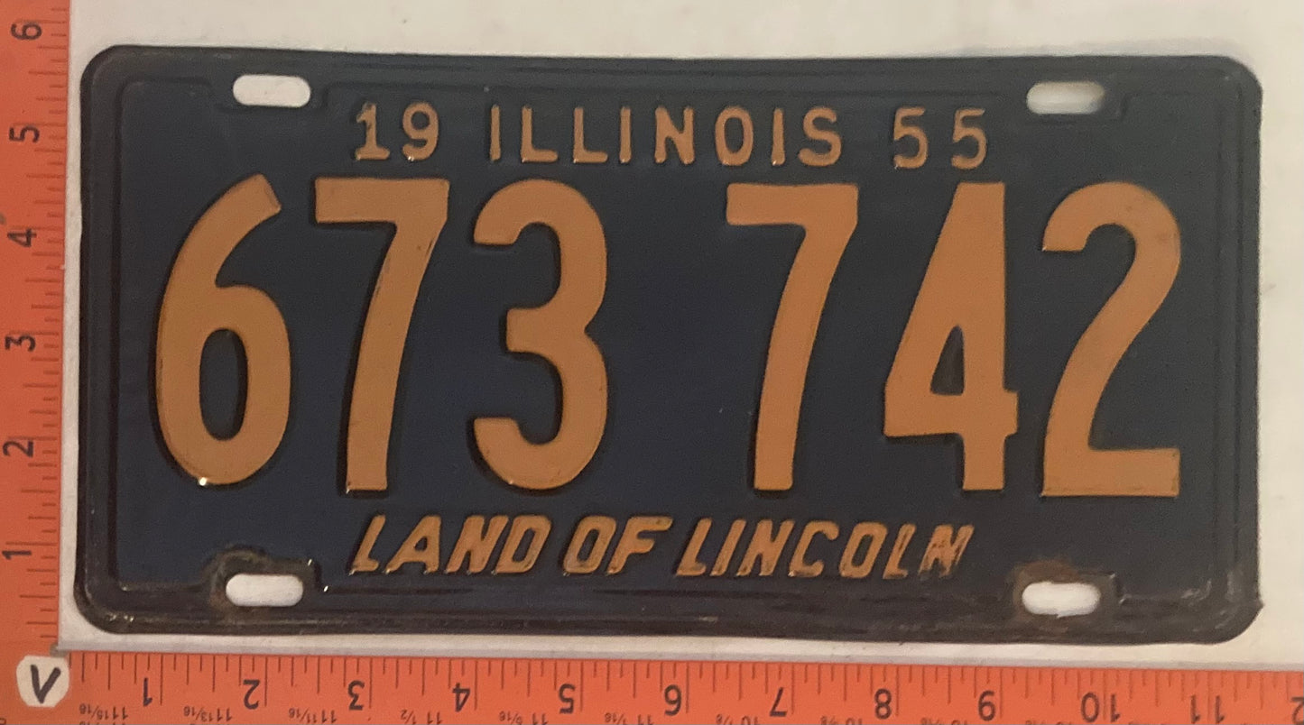 1955 Illinois #673 742 Passenger License Plate
