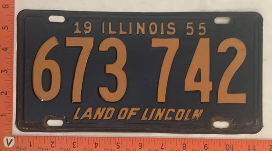 1955 Illinois #673 742 Passenger License Plate