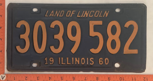 1960 Illinois #3039 582 Passenger License Plate