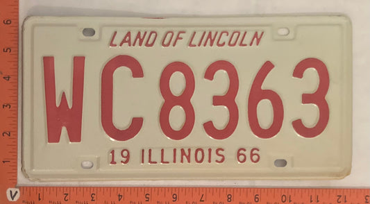 1966 Illinois #WC8363 Passenger License Plate