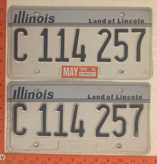 1999 Illinois #C 114 257 Passenger License Plate (Pair)