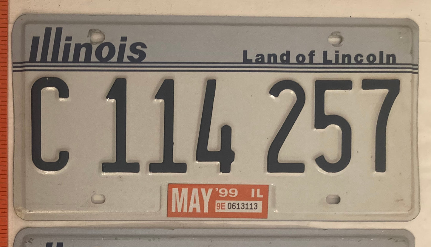 1999 Illinois #C 114 257 Passenger License Plate (Pair)