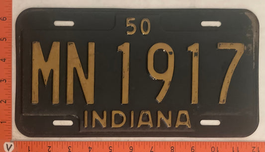 1950 Indiana #MN 1917 Passenger License Plate