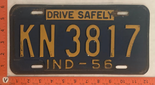 1956 Indiana #KN 3817 Passenger License Plate