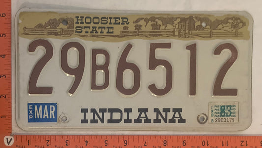 1983 Indiana #29B6512 Passenger License Plate