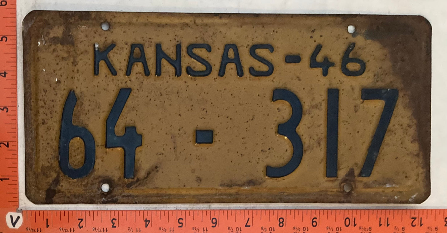1946 Kansas #64-317 Passenger License Plate