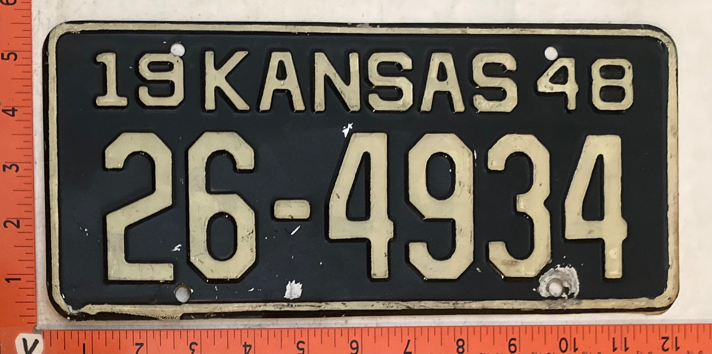 1948 Kansas #26-4934 Passenger License Plate