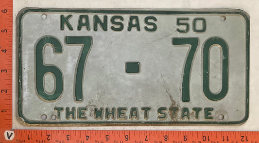 1950 Kansas #67-70 Passenger License Plate