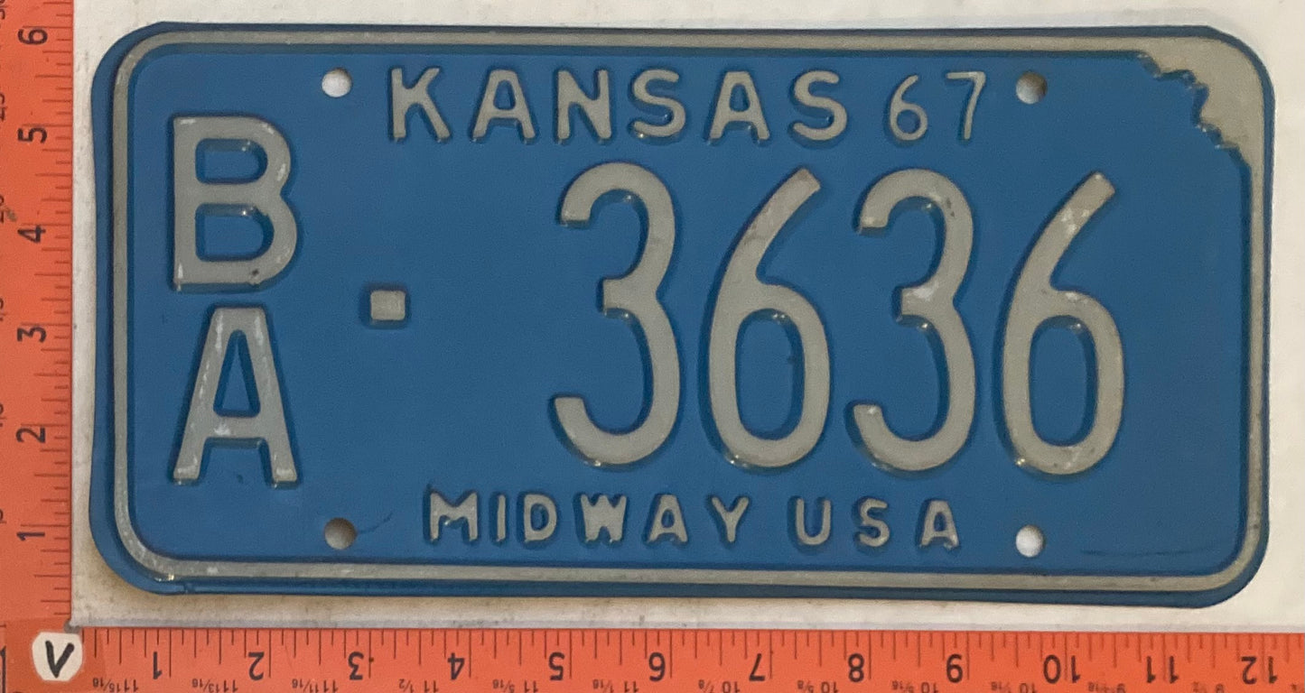 1967 Kansas #B/A-3636 Passenger License Plate