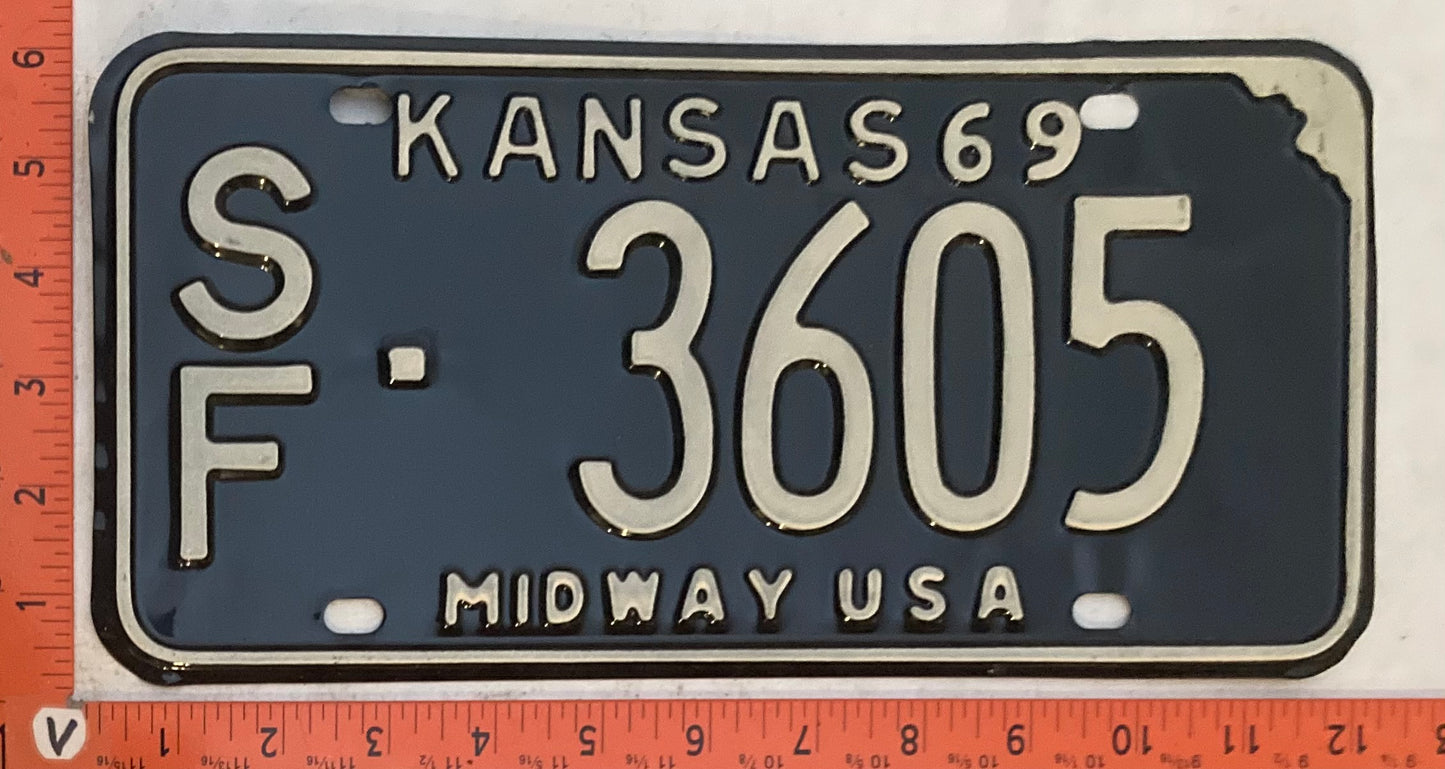 1969 Kansas #LS/F-3605 Passenger License Plate