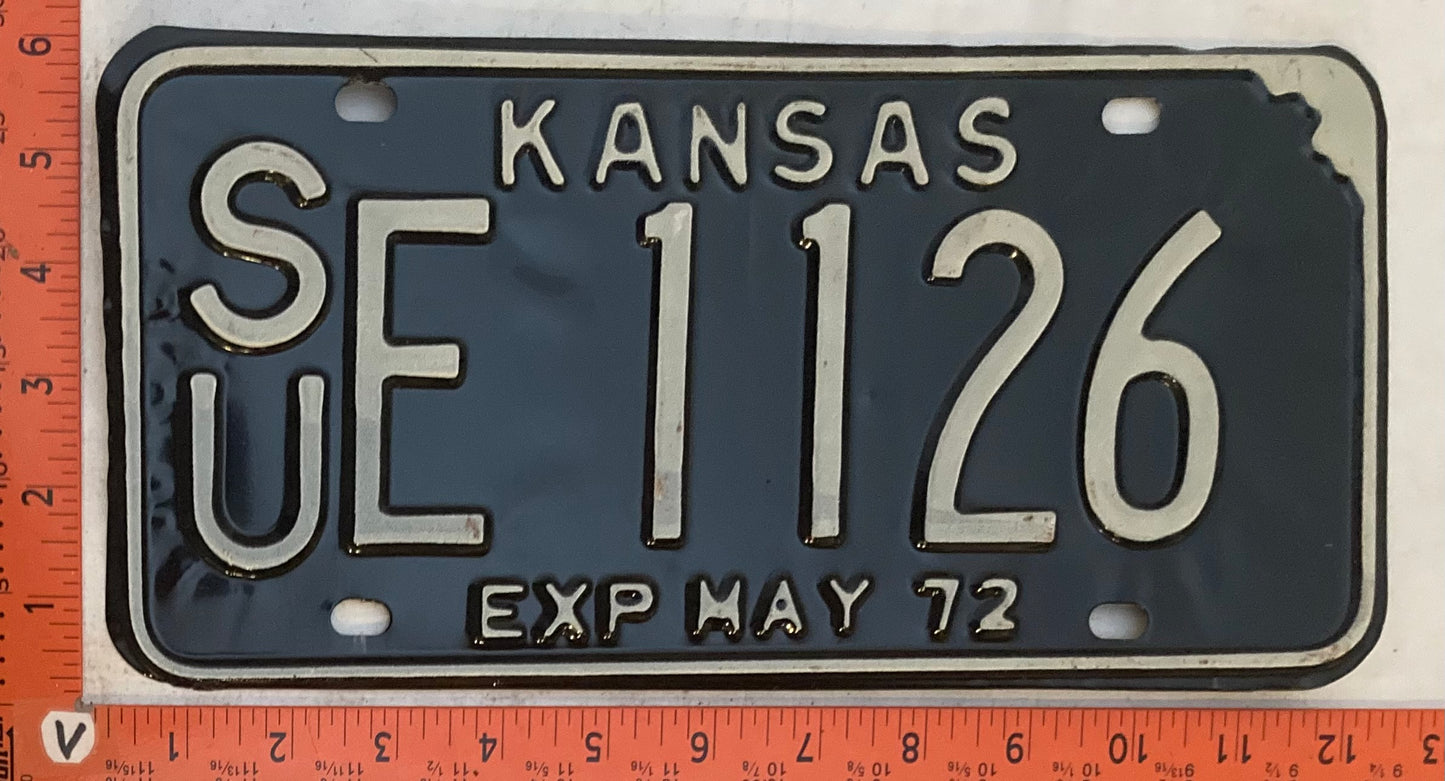1972 Kansas #S/U E 1126 Passenger License Plate