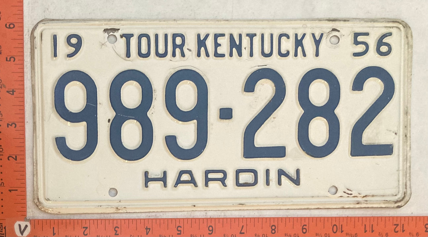 1956 Kentucky #989-282 Passenger License Plate