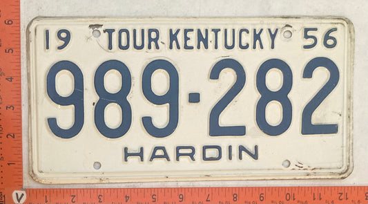 1956 Kentucky #989-282 Passenger License Plate