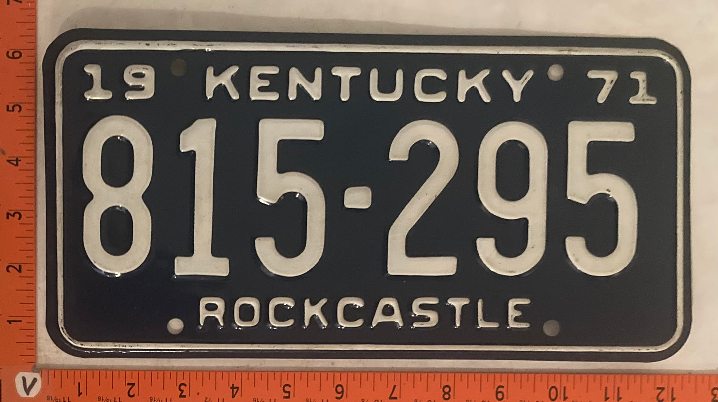 1971 Kentucky #815-295 Passenger License Plate