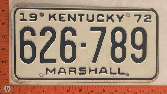 1972 Kentucky #626-789 Passenger License Plate
