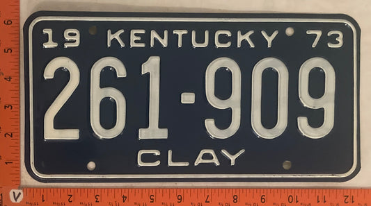 1973 Kentucky #261-909 Passenger License Plate