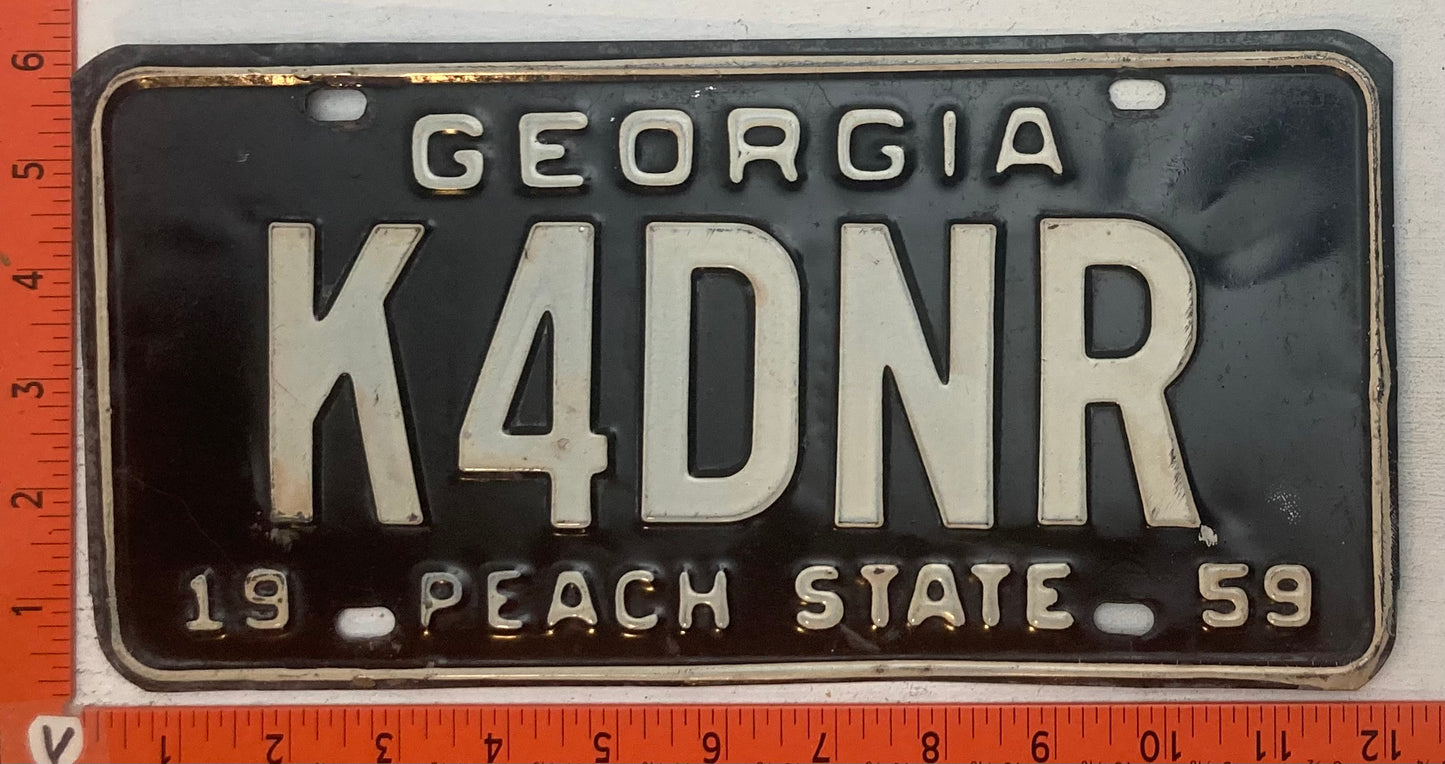 1959 Georgia #K4DNR Ham Radio License Plate