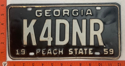 1959 Georgia #K4DNR Ham Radio License Plate