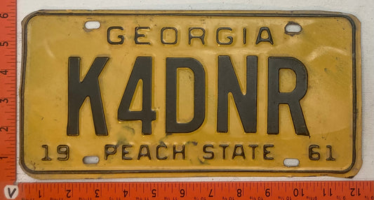 1961 Georgia #K4DNR Ham Radio License Plate