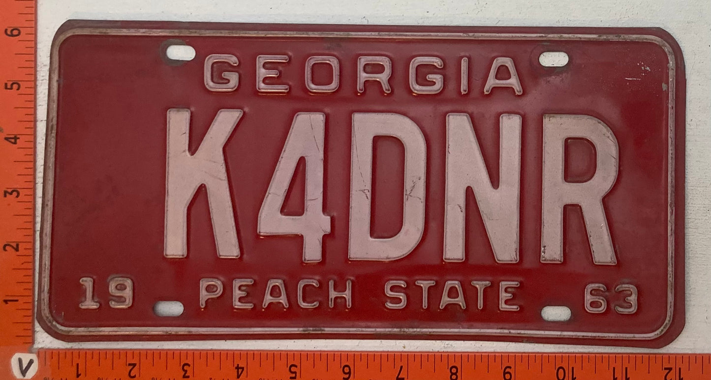 1963 Georgia #K4DNR Ham Radio License Plate