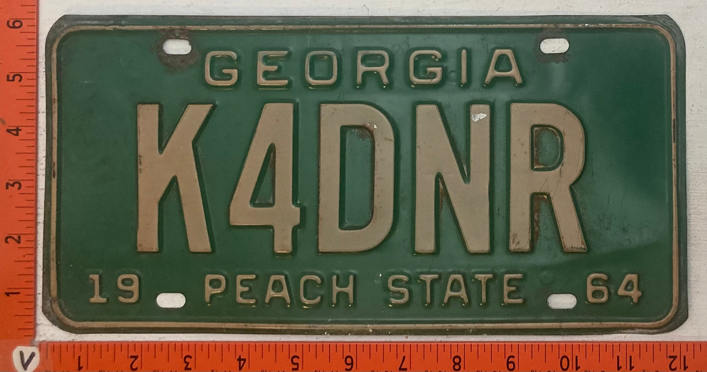 1964 Georgia #K4DNR Ham Radio License Plate