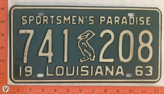 1963 Louisiana #741 208 Passenger License Plate