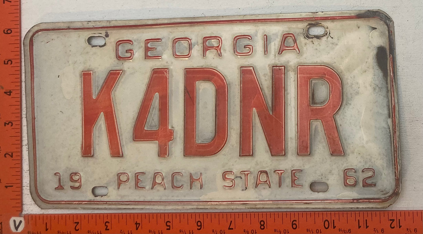 1962 Georgia #K4DNR Ham Radio License Plate