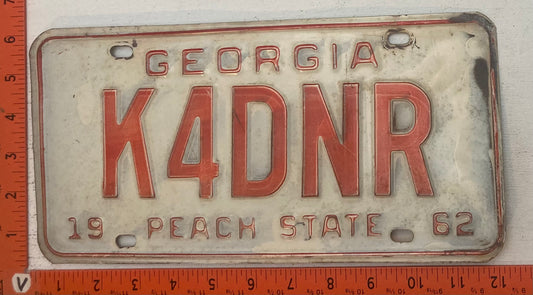 1962 Georgia #K4DNR Ham Radio License Plate