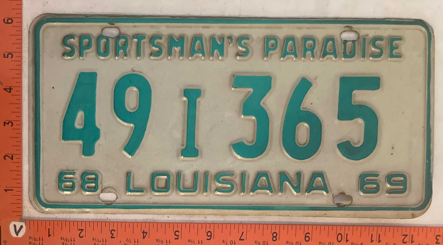 1969 Louisiana #49I365 Passenger License Plate