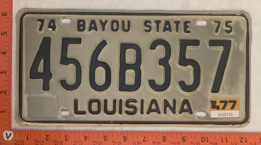 1977 Louisiana #456B357 Passenger License Plate