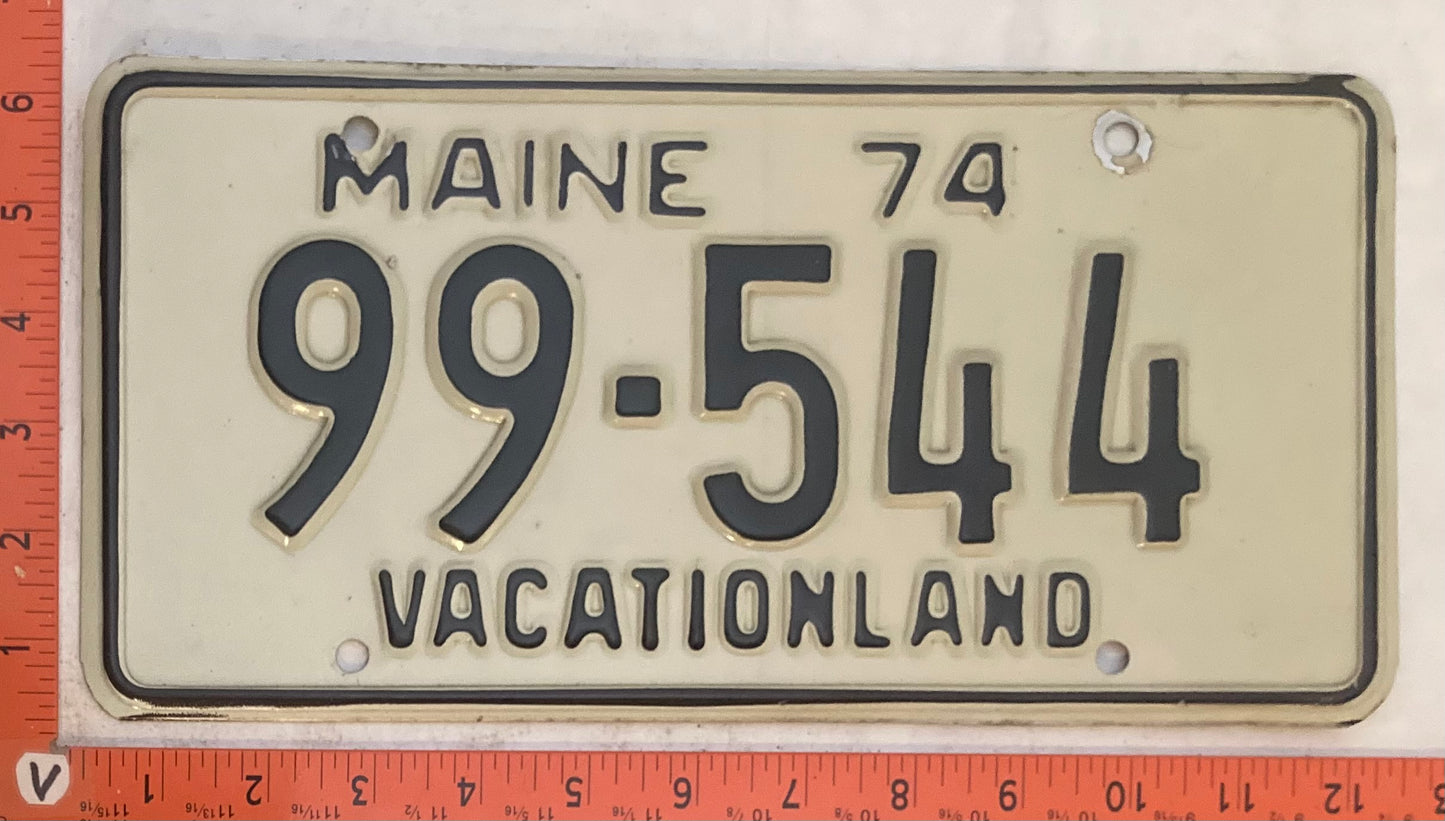 1974 Maine #99-544 Passenger License Plate