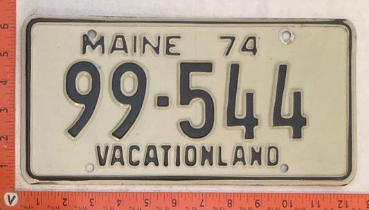 1974 Maine #99-544 Passenger License Plate