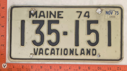 1975 Maine #135-151 Passenger License Plate