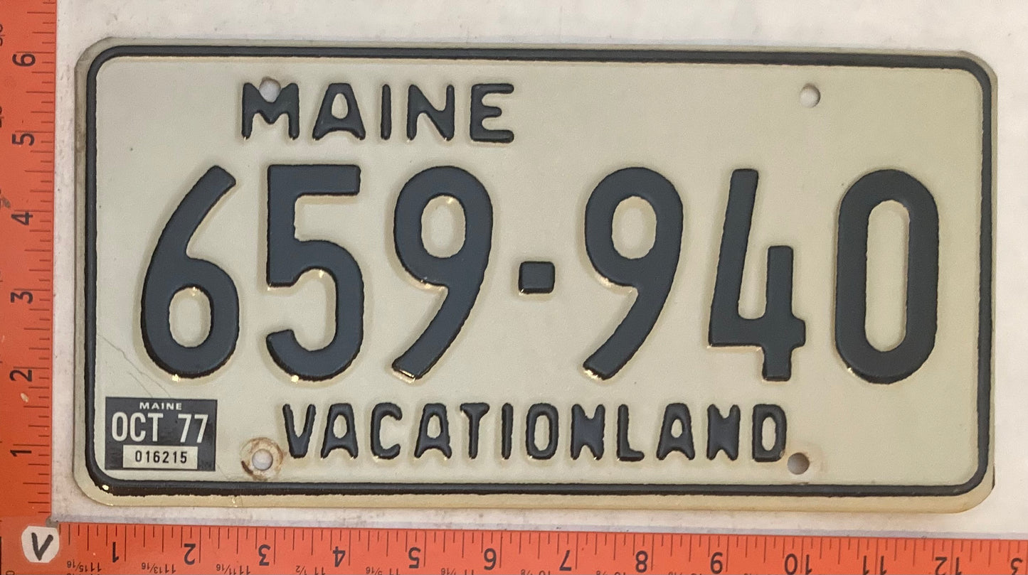 1977 Maine #659-940 Passenger License Plate