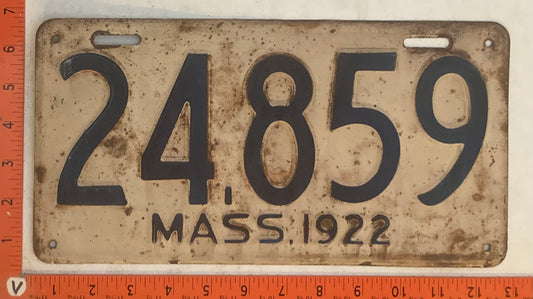 1922 Massachuetts #24,859 Passenger License Plate