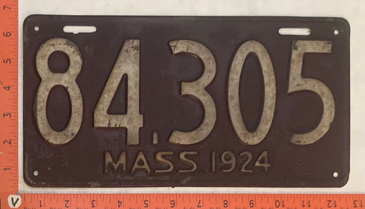 1924 Massachuetts #84,305 Passenger License Plate