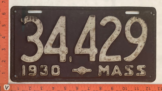 1930 Massachuetts #34,429 Passenger License Plate