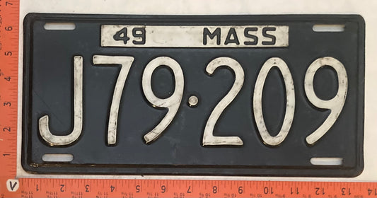1949 Massachuetts #J79-209 Passenger License Plate