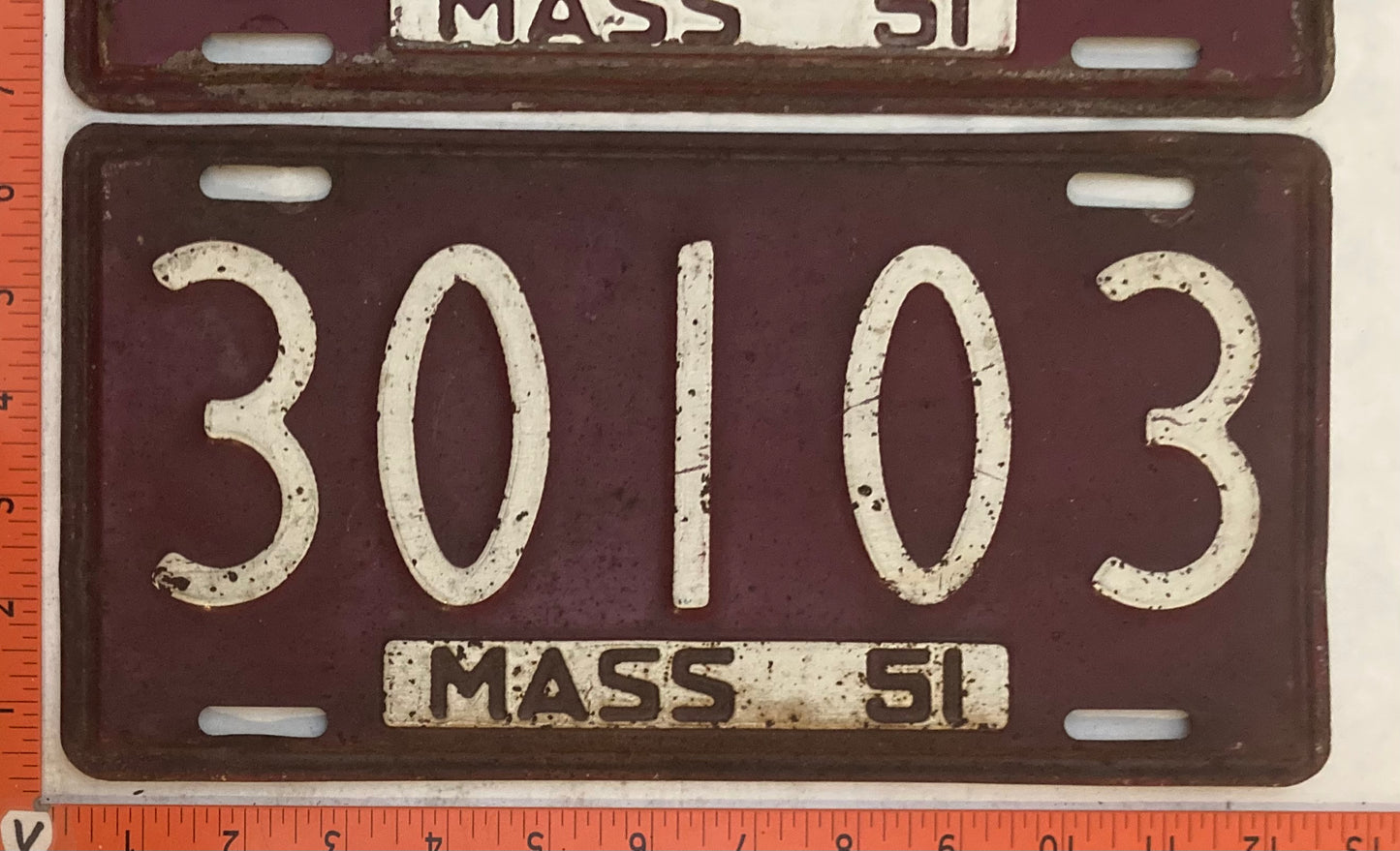 1951 Massachuetts #30103 Passenger License Plate (Pair)