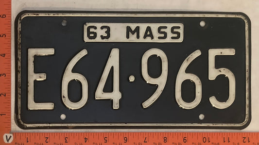 1963 Massachuetts #E64-965 Passenger License Plate