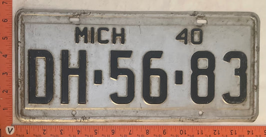 1940 Michigan #DH-56-83 Passenger License Plate