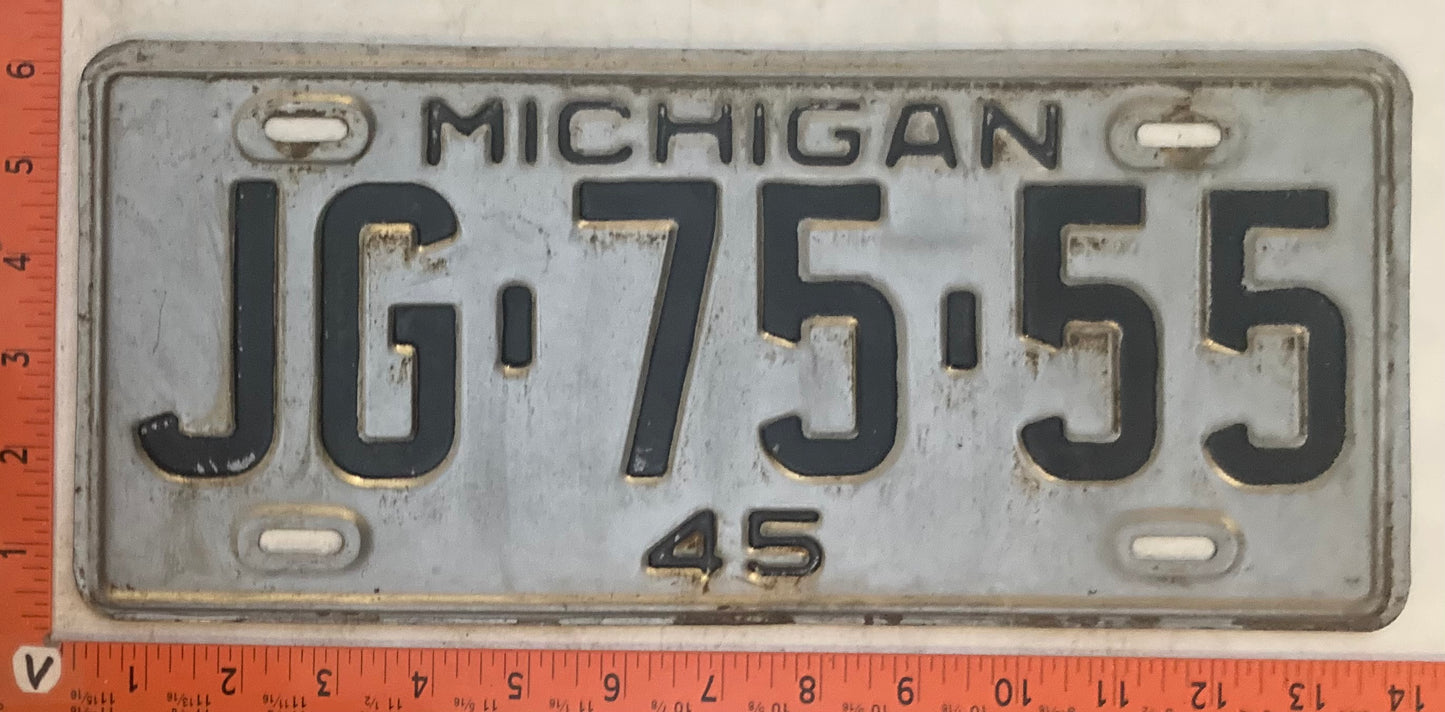 1945 Michigan #JG-75-55 Passenger License Plate