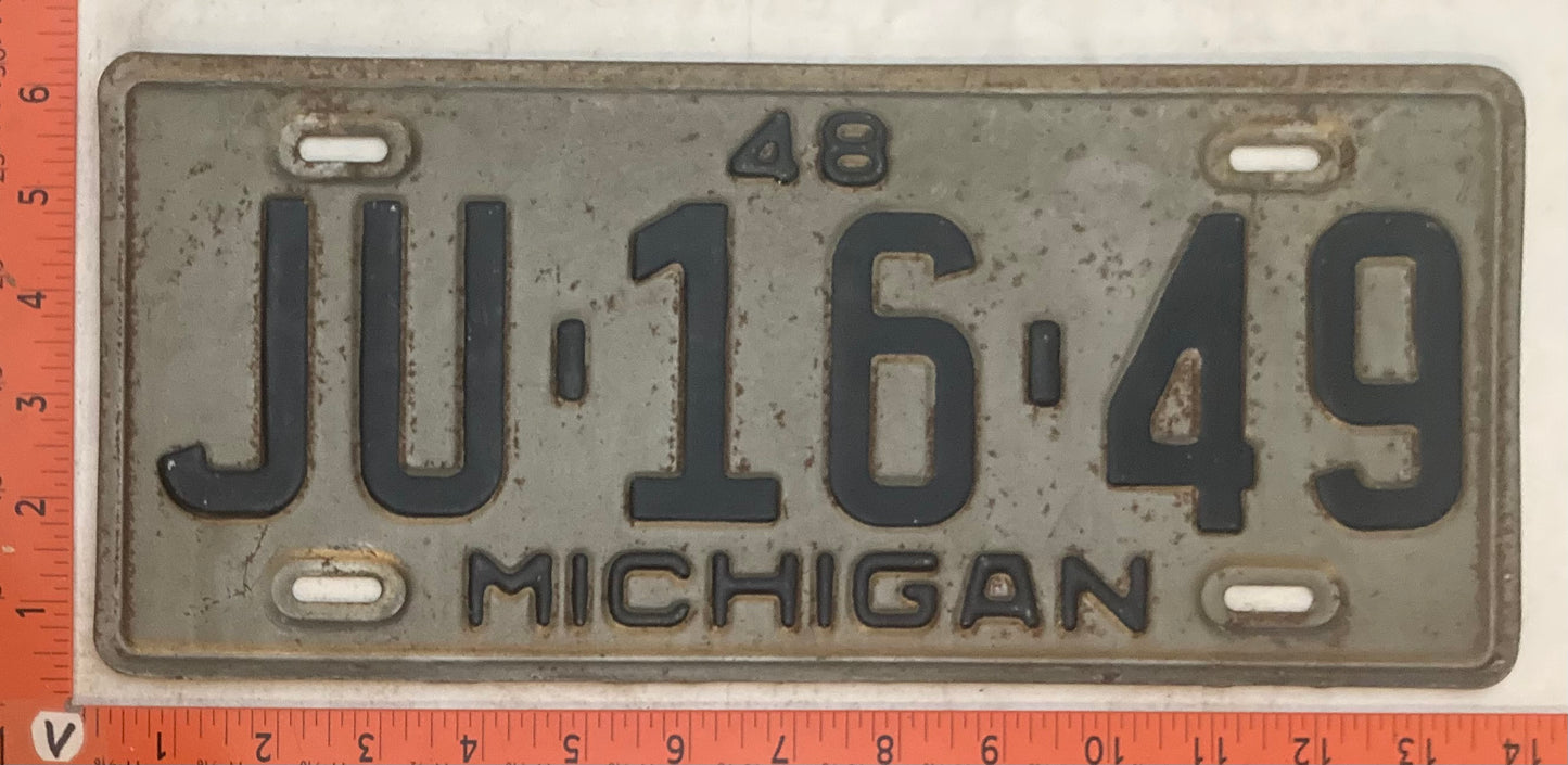 1948 Michigan #JU-16-49 Passenger License Plate