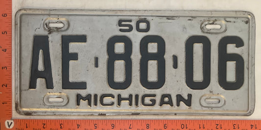 1950 Michigan #AE-88-06 Passenger License Plate