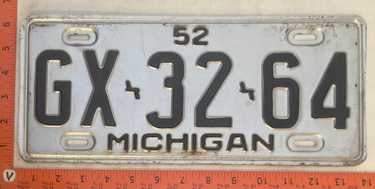 1952 Michigan #GX-32-64 Passenger License Plate