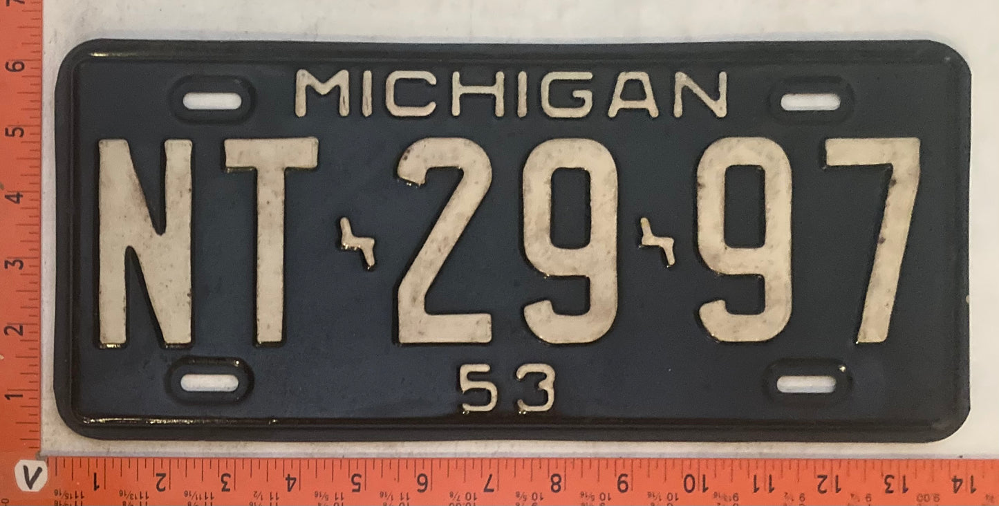 1953 Michigan #NT-29-97 Passenger License Plate